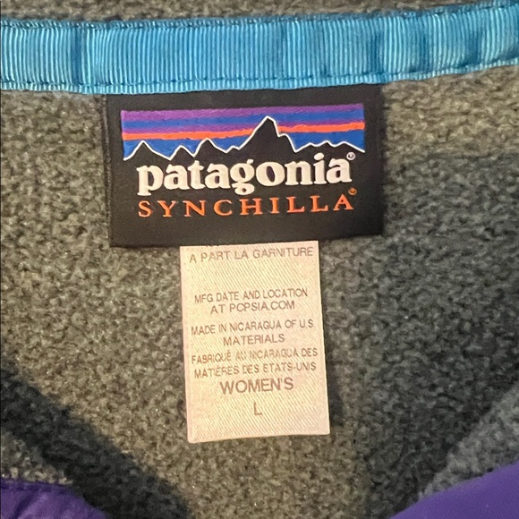 Patagonia Men's Sweater in Gray with Purple Trim - Picture 2 of 2